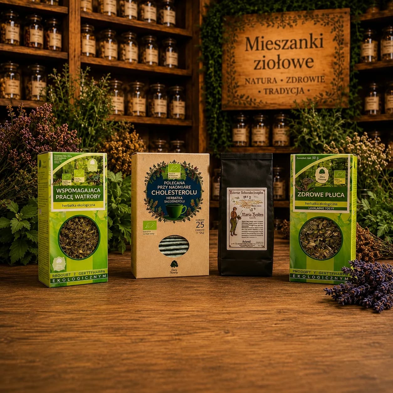 Mieszanki ziołowe w sklepie zielarskim Arnika, Warszawa Gocław