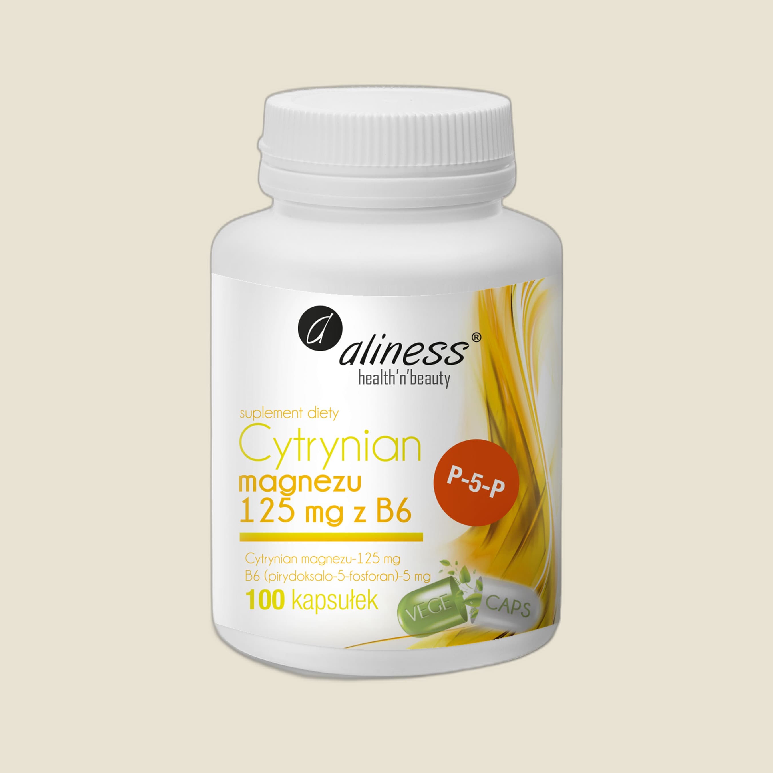 Cytrynian Magnezu 125 mg z B6 (P-5-P) x 100 VEGE kaps.