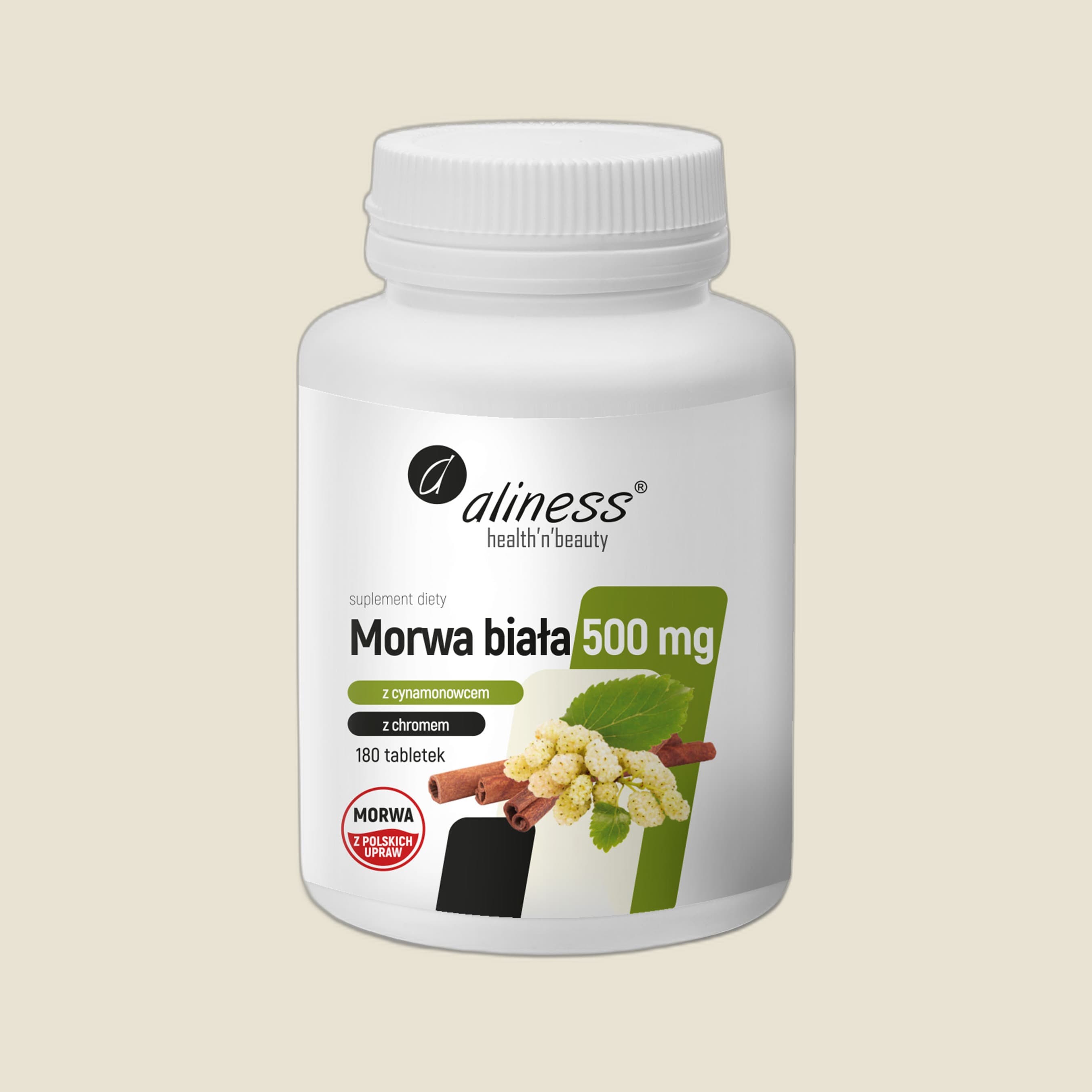 Morwa biała 4:1 z cynamonowcem i chromem 500 mg x 180 tabletek