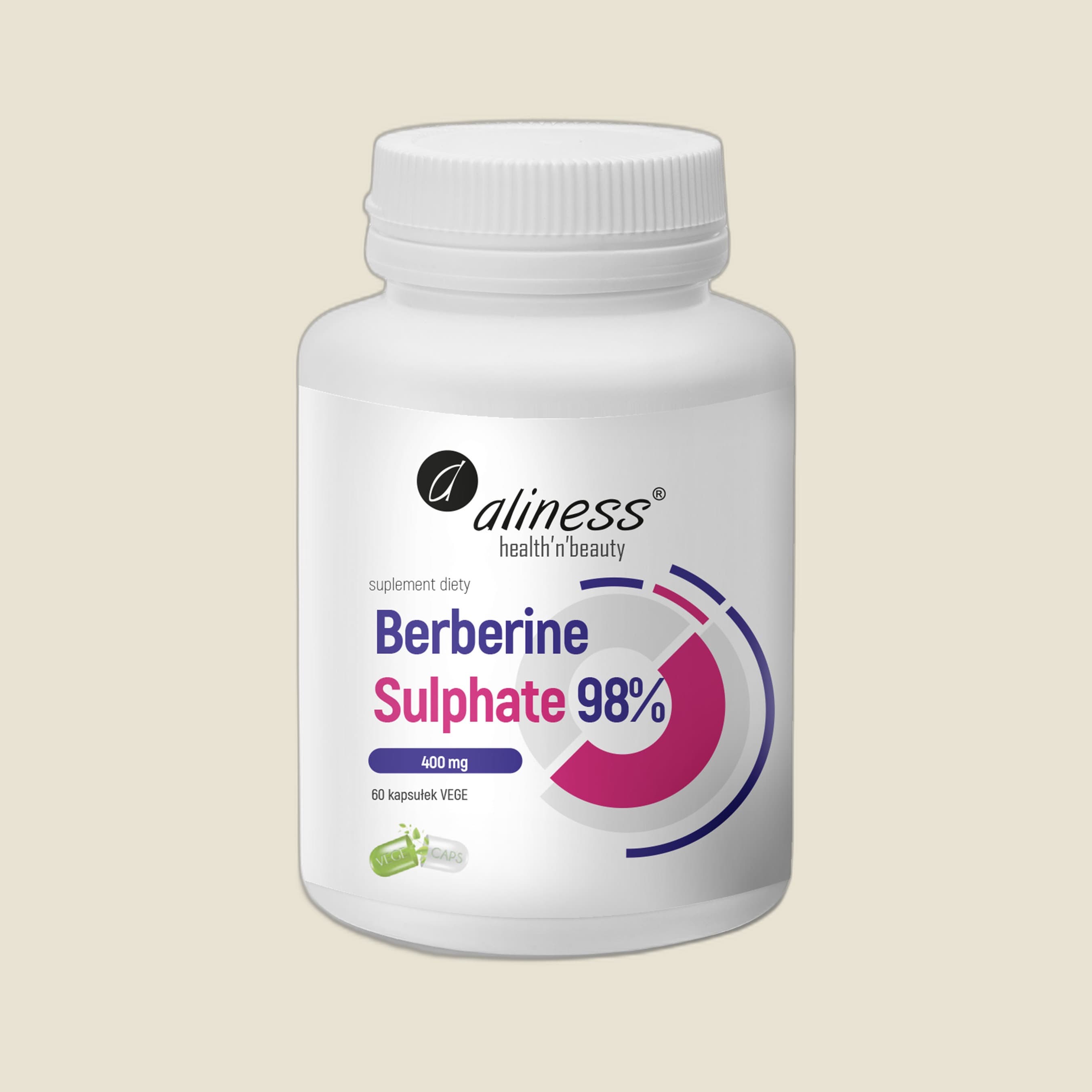 Berberine Sulphate 98% 400 mg x 60 Vege caps.