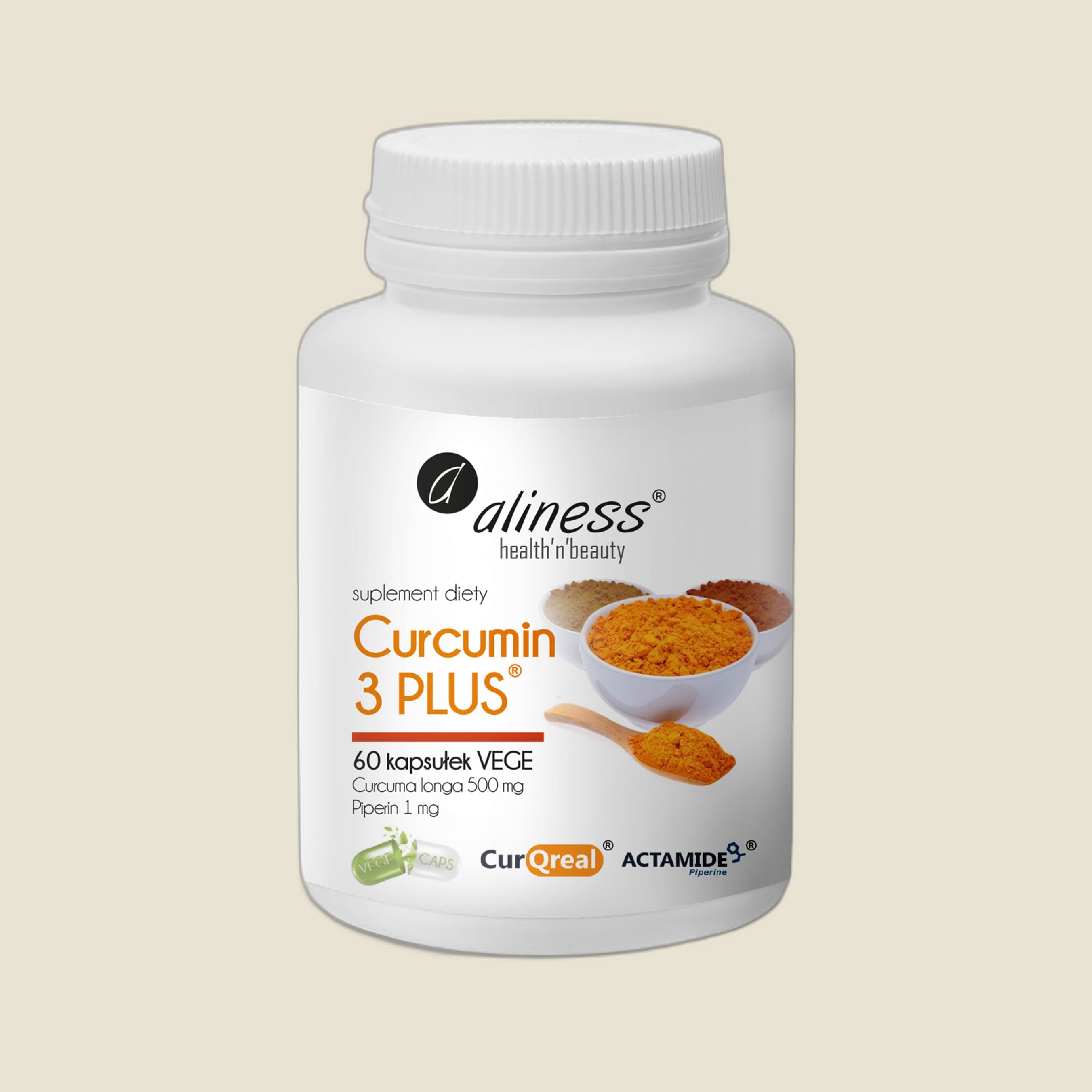 Curcumin 3 PLUS z piperyna 500 mg/1 mg x 60 VEGE kaps.