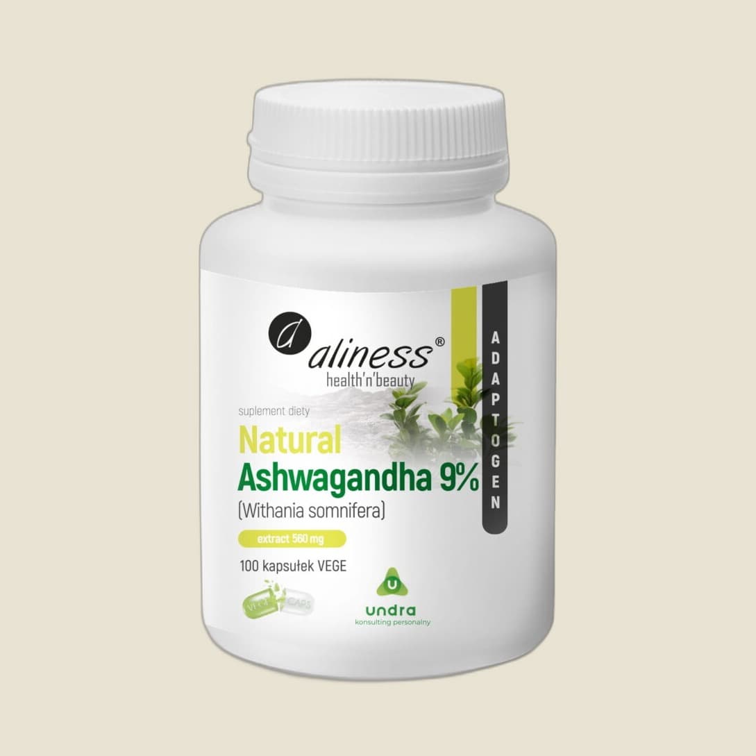 Natural Ashwaganda 555 mg 9% x 100 Vege caps.