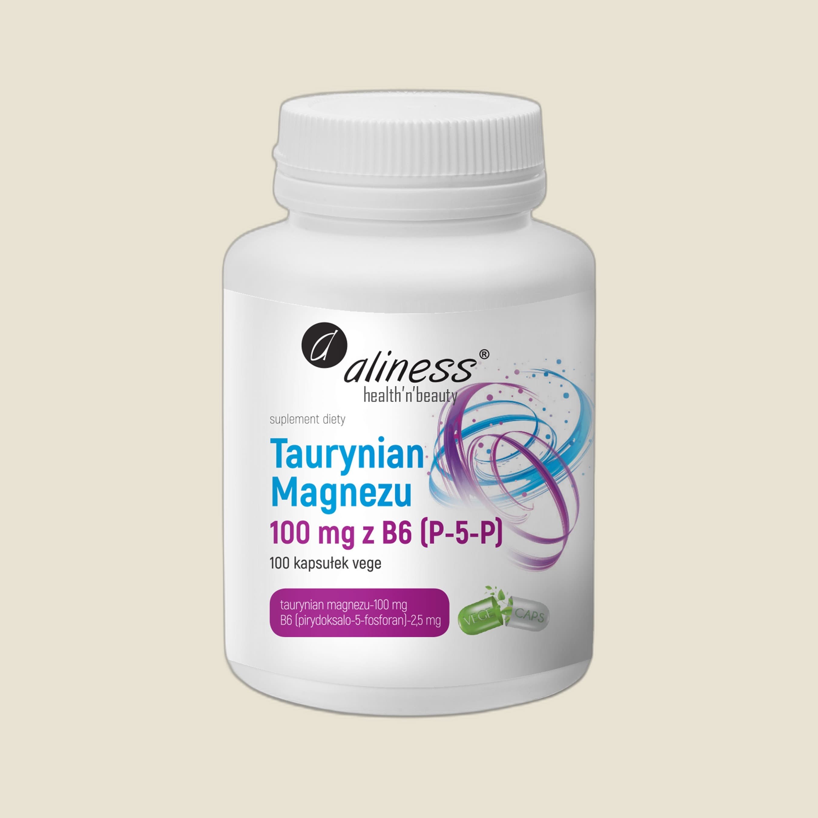 Taurynian Magnezu 100 mg z B6 (P-5-P) x 100 vege caps.